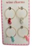 Picture of 4 x pretty bows wine glass charms gold in colour with assorted colour bows