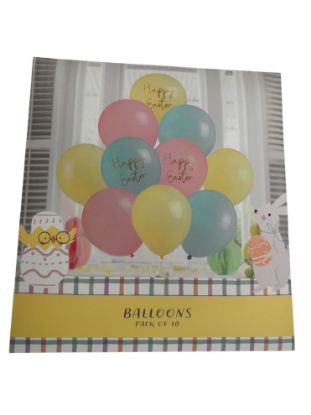 Picture of 10 x easter balloons pastel colours happy easter lemon blue pink