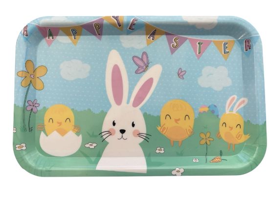 Picture of Easter Tray Snack Size Melamine Plastic 30 x 19cm - Bunny Easter Tray NEW