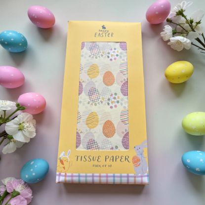 Picture of 10 Sheets Easter TISSUE PAPER Easter Eggs design YELLOW boxed New