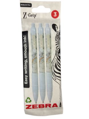Picture of 3 x Zebra Pens Zebra Marble pens Boxed blue glam marble effect