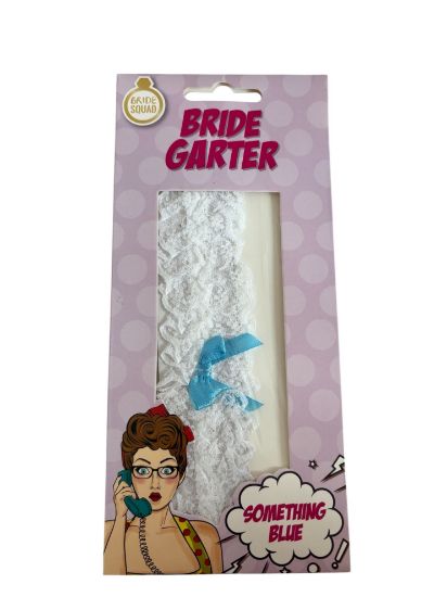 Picture of Wedding Bride Garter White Lace w. Something Blue Bow  NEW