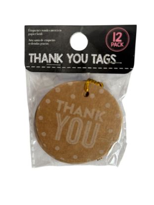 Picture of 12 x Kraft Gift Tags Thank you gift tags with gold twine New