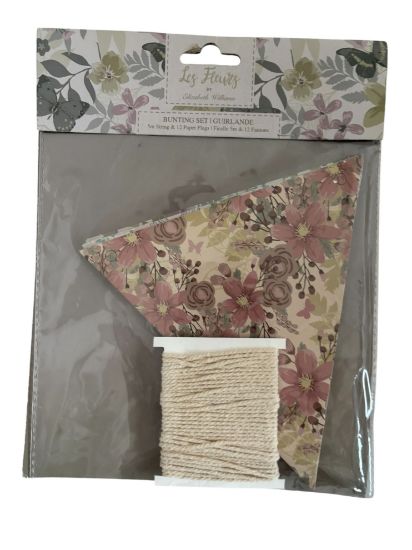 Picture of les fleurs by elizabeth williams bunting set 12 paper flags white string 5m