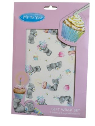 Picture of me to you tatty teddy gift wrap set 2 sheets 2 tags cream lilac box