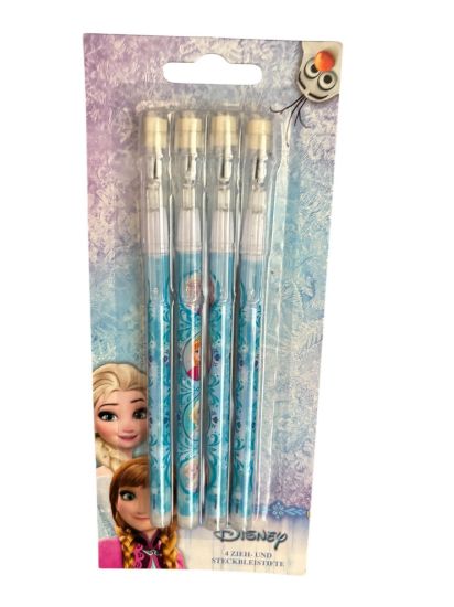 Picture of 4 X Disney Frozen Pencils Pop Up Pencils Non Sharpen With Rubber End New Boxed