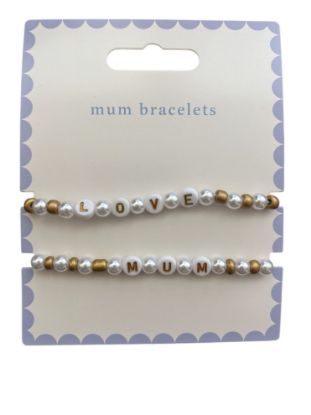 Picture of 2 x MUM bracelets Mum and Love Designs white gold colour beads
