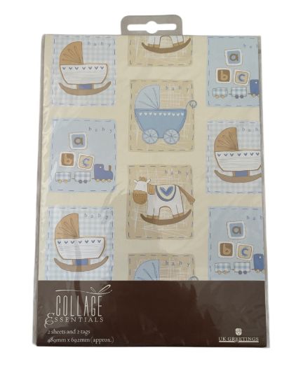 Picture of New Baby Gift Wrapping Paper * gift tag set 2 sheets 2 tags