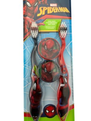 Picture of Spiderman Toothbrush Twin Pack with travel caps new boxed