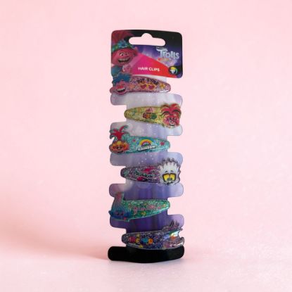Picture of Kids Girls Trolls Hair Accessories 6 x Glitter Trolls Hair Clips NEW