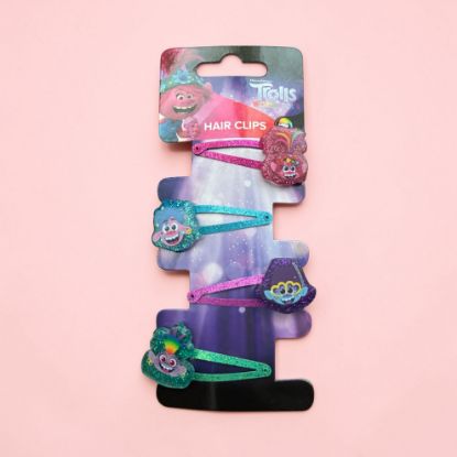 Picture of 4 x Disney pixar Trolls Hair Clips with Character Charms Trolls World Tour NEW