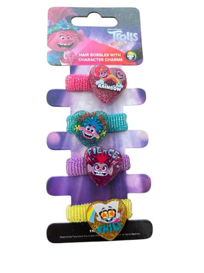 Picture of 4 x disney trolls world tour hair bobbles with charms