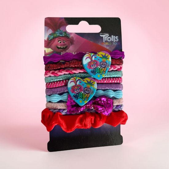 Picture of 10 x disney trolls world tour bobbles with charms  10 trolls hair elastics