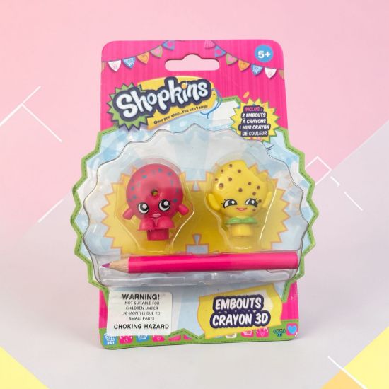 Picture of shopkins erasers toppers  and colour pencil cookie cookie d'lish donut  3d eeraser puzzle