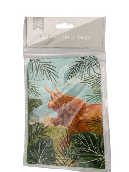 Picture of 10 x dinosaur party bags dinosaur loot bags party paper bags & Roar seal stickers
