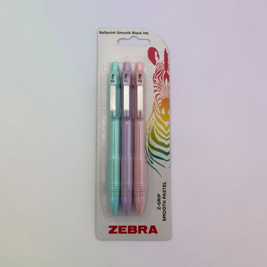 Picture of 3 x Zebra Z-Grip Smooth Pastel Ballpoint Pens Boxed NEW
