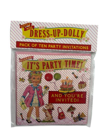 Picture of 10 x Dress up dolly party invitations