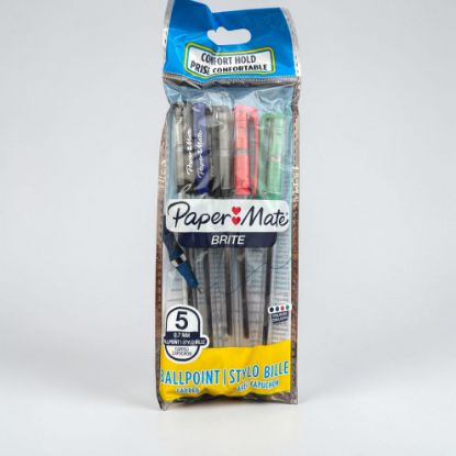 Picture of 5 x Papermate Ballpoint pens blue black red green New