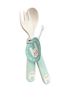 Picture of bonnie the bunny bamboo cutlery fork and spoon new bamboo