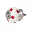 Picture of Red Spot Ceramic Drawer Knob NEW red polka dot on White NEW Screw length 4cm