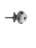 Picture of Red Spot Ceramic Drawer Knob NEW red polka dot on White NEW Screw length 4cm