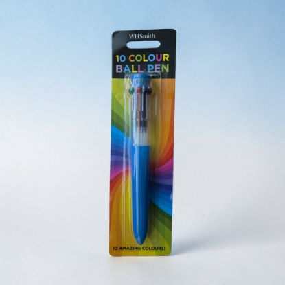 Picture of blue Multi Colour Fashion Fun Ball Point Pen Retractable 10 colours BLUE pen 10 colour pen