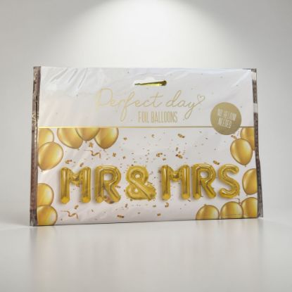 Picture of GOLD Mr and Mrs Foil Balloon Wedding Day Balloon Uninflated NEW