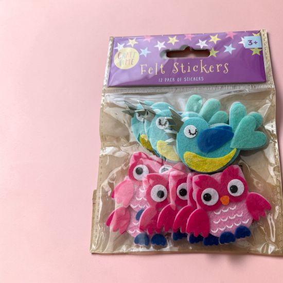 Picture of 12 x felt stickers owl stickers and bird stickers