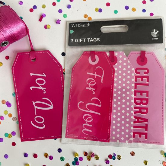 Picture of 3 x Pink Gift tags, For you, Celebrate New pink designs