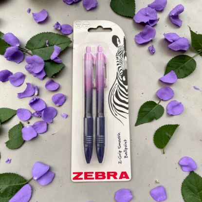 Picture of 2 x Zebra Z Grip Smooth Ballpoint Purple Galaxy design Pens
