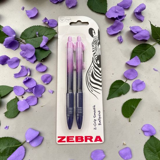 Picture of 2 x Zebra Z Grip Smooth Ballpoint Purple Galaxy design Pens