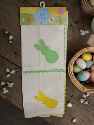 Picture of 2 x Easter Tea Towels - Easter bunnys design NEW