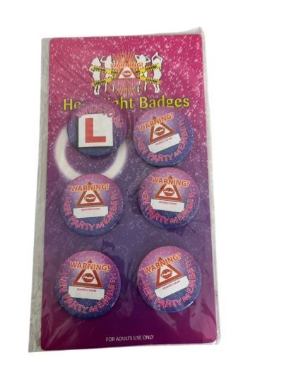 Picture of 6 x Hen Night Party Badge Bride to be Hen Party Memver, L  plate