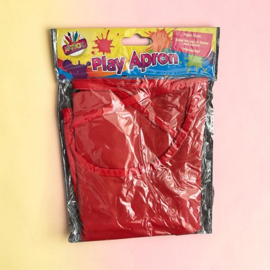 Picture of Children play red Apron Drawing Painting   Craft UK wipe clean waterproof