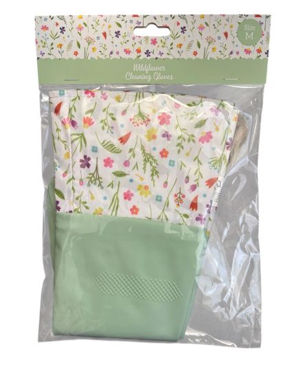 Picture of wildflower Floral Cleaning gloves Washing up gloves Spring cleaning gloves -