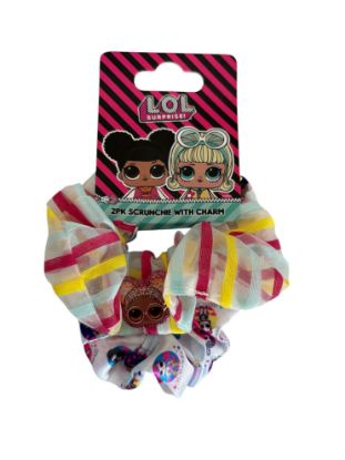 Picture of 2 x LOL Surprise Hair Scrunchies lol surprise hair ruffle set NEW 1 has a charm