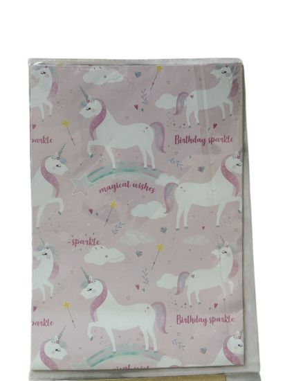 Picture of 2 Sheets & Tags Pink Unicorn Gift Wrap unicorn Birthday Gift Wrap new