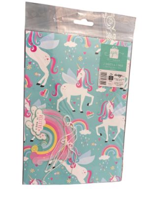 Picture of Unicorn Gift Wrap unicorn wrapping paper & tags Believe in magic NEw 2 sheets