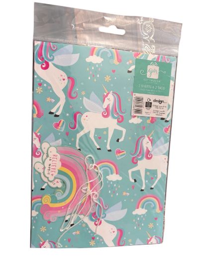 Picture of Unicorn Gift Wrap unicorn wrapping paper & tags Believe in magic NEw 2 sheets