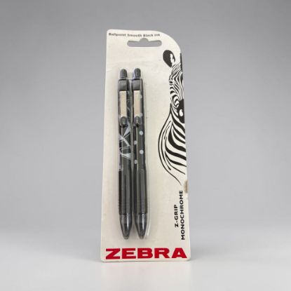 Picture of 2 x Zebra Z-Grip Retractable Ballpoint Pens Black Monochrome boxed new