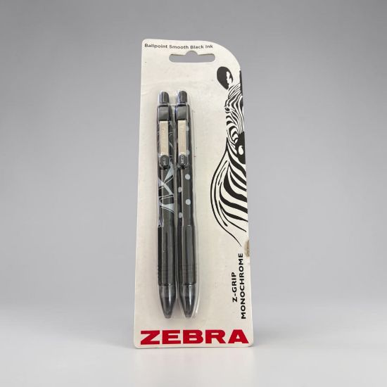 Picture of 2 x Zebra Z-Grip Retractable Ballpoint Pens Black Monochrome boxed new