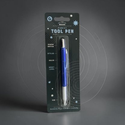 Picture of blue MULTI TOOL PEN Screwdriver Stylus Ruler Spirit Level 5 in 1 NEW fathers day gift