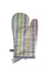 Picture of stripy oven glove single oven mitt white with purple orange yellow green stripes 17 x 30 cm