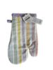 Picture of stripy oven glove single oven mitt white with purple orange yellow green stripes 17 x 30 cm