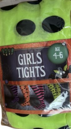 Picture of Girls Halloween Tights 4-6 years Kids Fancy Dress yellow with Black Spots NEW