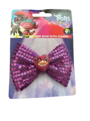 Picture of 1 x  Disney Trolls Hair Bow with charm purple sequins