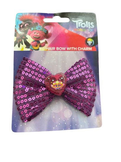 Picture of 1 x  Disney Trolls Hair Bow with charm purple sequins