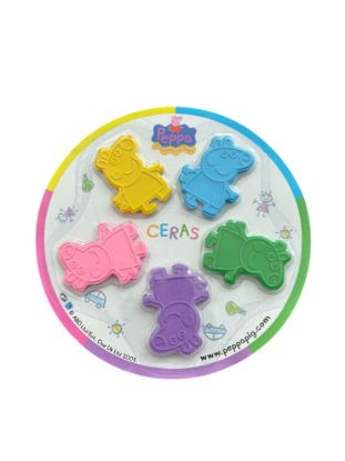 Picture of 5 x peppa pig shaped crayons assorted colours peppa pig
