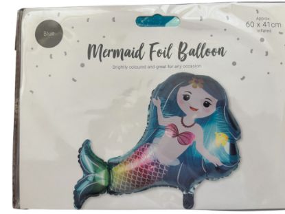 Picture of BLUE MERMAID Foil Balloon Mermaid Balloon for Helium -uninflated 60 x 41 cm NEW