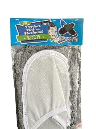 Picture of perfect house husband dusting slippers grey
